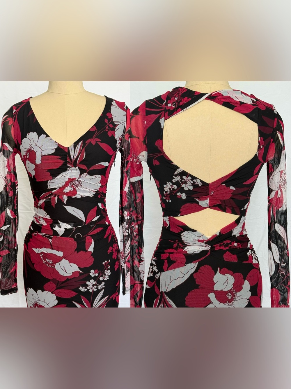 Cut-Out Back, V-Neck Bodycon Y2K Dress